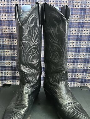 Dan Post Black Embossed Leather Western Boots